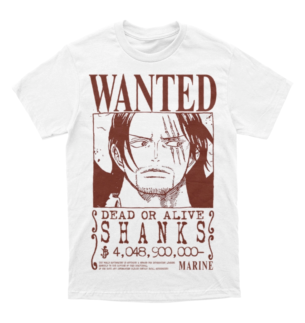 Polera One Piece - Wanted - Shanks - Akagami