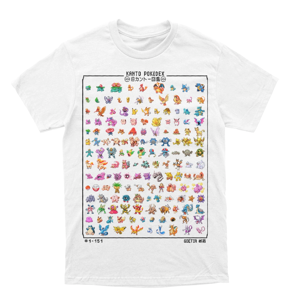 Polera Pokemon - Kanto Pokedex