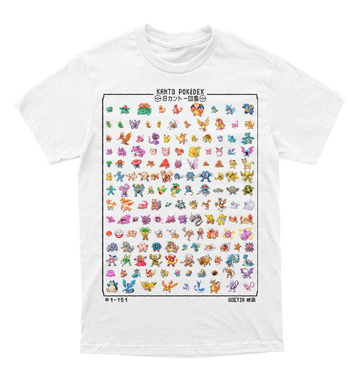 Polera Pokemon - Kanto Pokedex