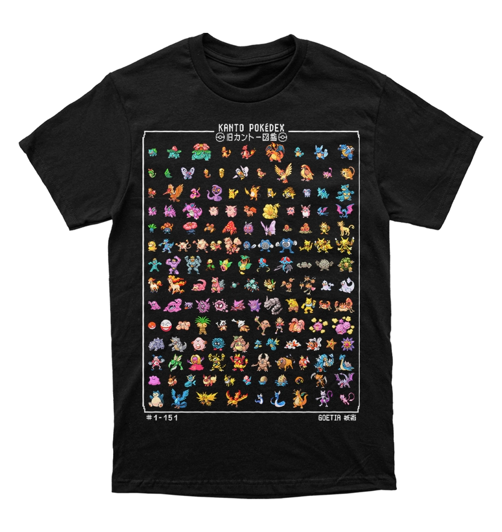 Polera Pokemon - Kanto Pokedex