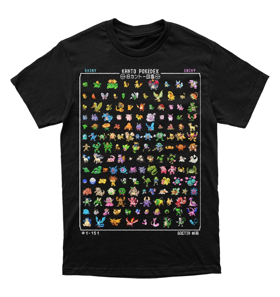 Polera Pokemon - Kanto Pokedex - shiny