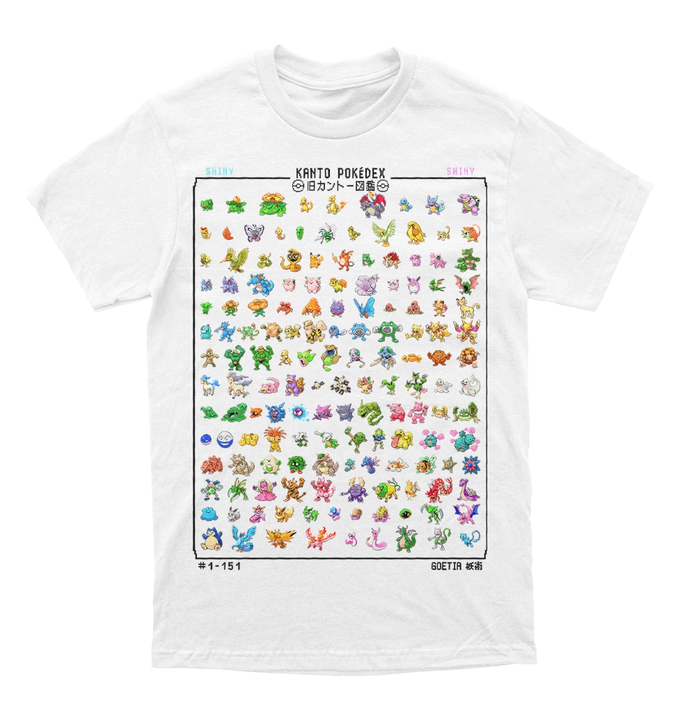 Polera Pokemon - Kanto Pokedex - shiny