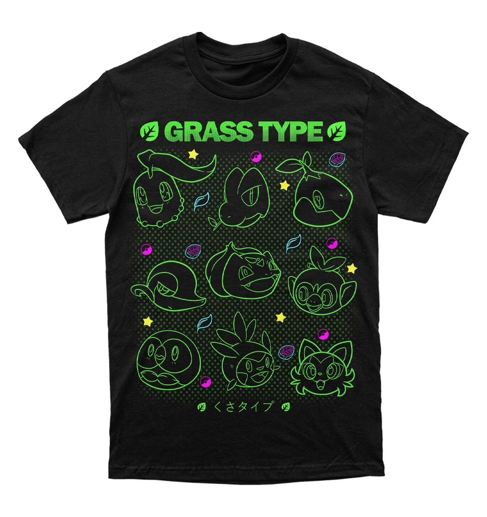 Polera Pokemon - starters Grass - Iniciales planta
