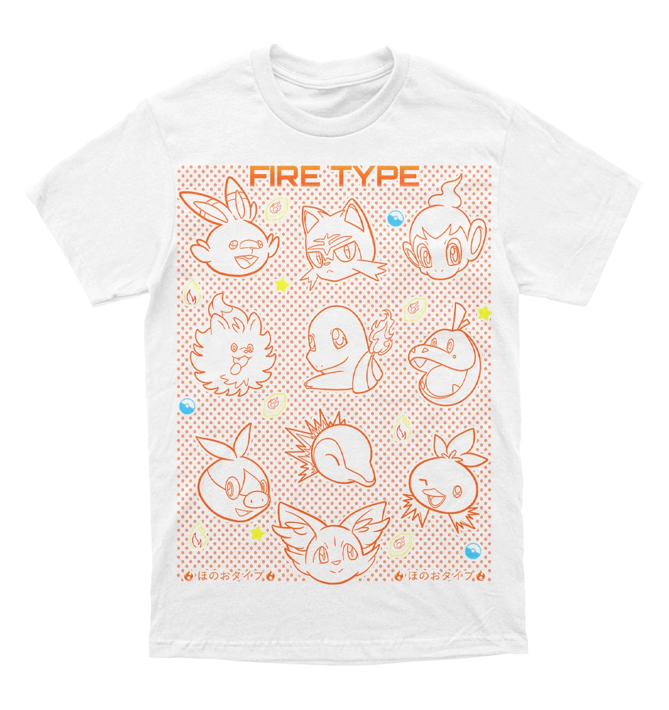Polera Pokemon - Iniciales Fuego
