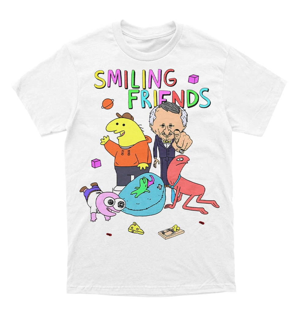 Polera Smiling Friends - Pin , Charlie , Alan , Glep & Mr. Boss