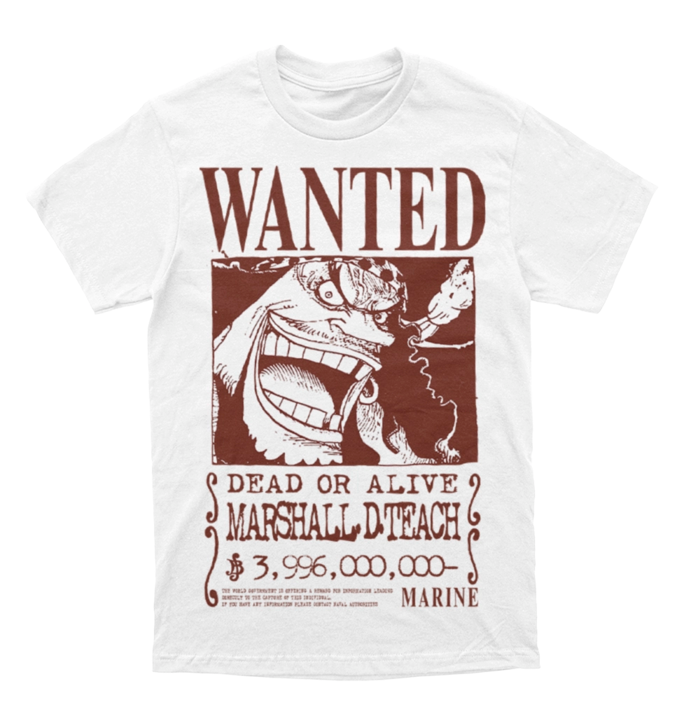 Polera One Piece - Wanted - Marshall D. Teach - barba negra - Kurohige