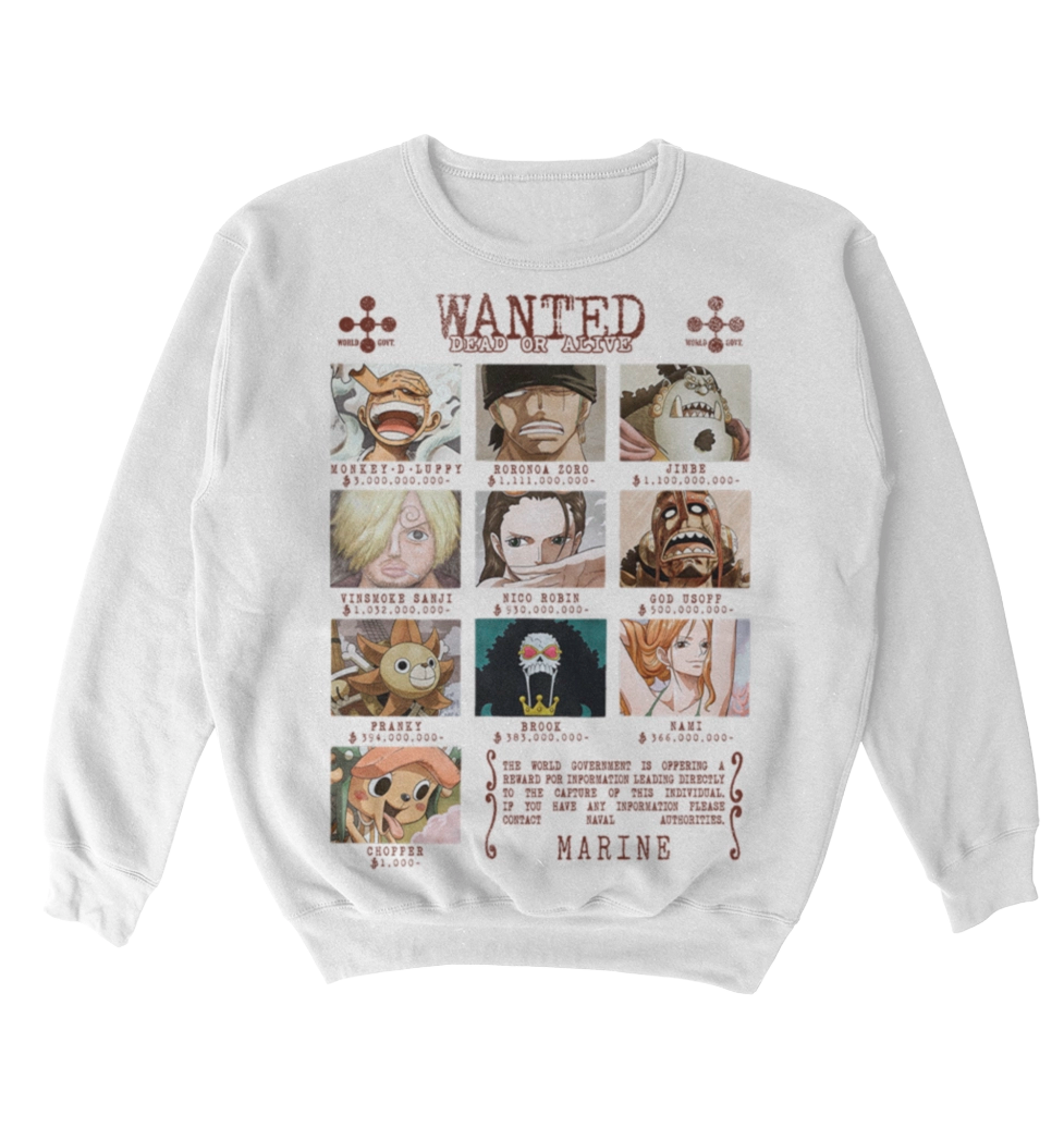Poleron One Piece - Mugiwaras - wanted - recompensas