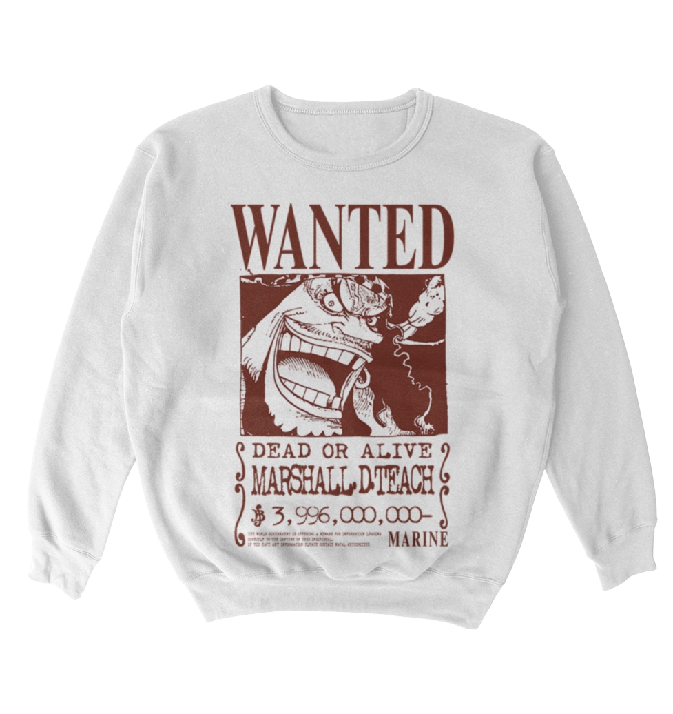 Poleron One Piece - Wanted - Marshall D. Teach - barba negra - Kurohige